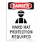 Signmission OSHA Danger Sign, Hard Hat Protection Required, 24in X 18in Rigid Plastic, 18" W, 24" H, Portrait OS-DS-P-1824-V-1294 - alternate 1